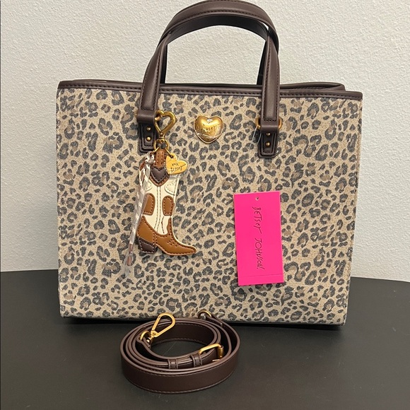 Betsey Johnson Handbags - Betsey Johnson | Leopard Tote w/ Bag Charm & Crossbody Strap
